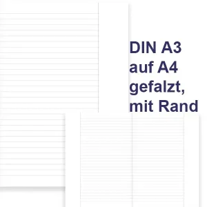 Kanzleipapier liniert DIN A3 auf A4 gefalzt, mit Rand zu 250 Bögen