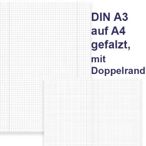 Kanzleipapier kariert DIN A3 auf A4 gefalzt, mit Doppelrand zu 250 Bögen