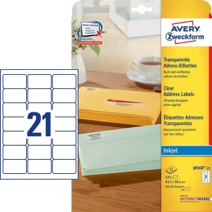 525 AVERY Zweckform Folien-Adressetiketten J8560-25 transparent