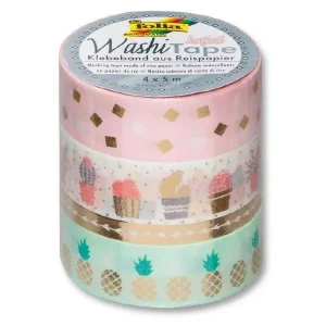4 folia Washi Tape HOTFOIL Deko-Klebeband, 15,0 mm x 5,0 m, matt, versch. Farben