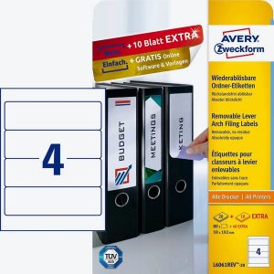 120 AVERY Zweckform L6061REV-20 Rückenschilder, selbstklebend, weiß, 59 x 192mm