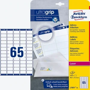 1.625 AVERY Zweckform Adressetiketten L7651-25 weiß