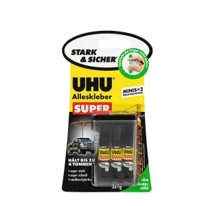 Alleskleber UHU Strong & Safe 3 x 1,0 g, transparent