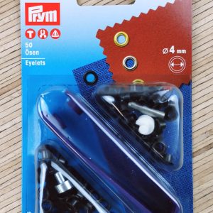 50 Stück Prym 4mm Ösen inkl. Werkzeug – brüniert dunkel (542 402)