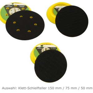 Auswahl: Klett-Schleifteller Ø 50 / 75 / 150 mm