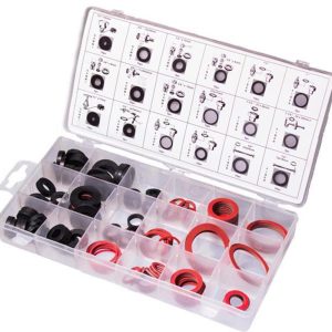 Dichtring-Sortiment: Gummi und Fiber, 141-tlg.