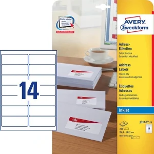 350 AVERY Zweckform Adressetiketten J8163-25 weiß