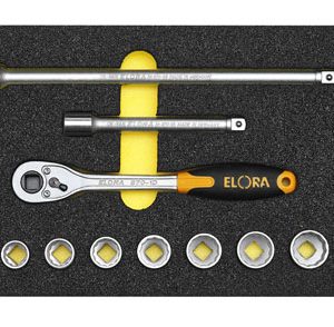 Steckschlüssel-Satz 3/8″, 20-teilig, 6-kant, Modul ELORA-OMS-21