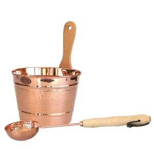 Aufguss-Set Aufgusskübel 4 Liter Aufgusskelle Aufguss aus Kupfer