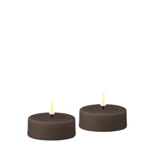 Deluxe Homeart Led Jumbo Teelicht 2 Stück Mocca