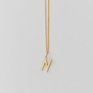 Design Letters Buchstabe N (16 mm) mit oder ohne Kette – 18K vergoldet