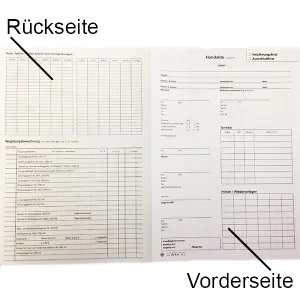 Handaktenbogen mit RVG Tabelle, Bücherschreibpapier 80g, versch. Farben