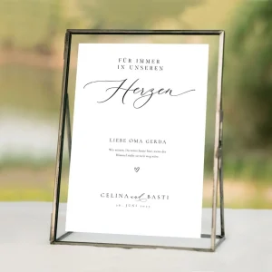 Schild „Gedenken an Verstorbene“ bei der Hochzeit – elegant