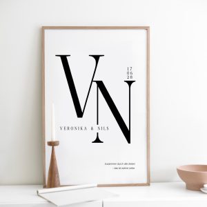 Poster Hochzeit “Initialen“ modern