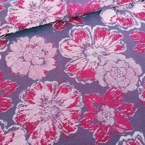 Jacquard Webstoff (Tragetuchstoff) – Yaro Fiori Duo Fuchsia Aqua – White Repreve