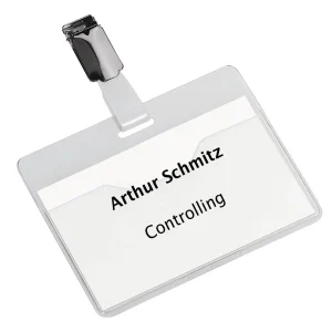 25 DURABLE Namensschilder mit Clip versch. Farben, 9,0×6,0 cm