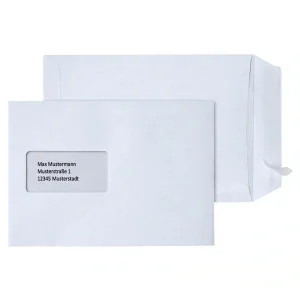 500 STEINMETZ Versandtaschen C5 weiß, haftklebend mit Abziehstreifen, versch. Ausführungen