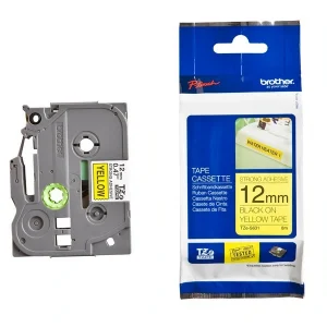 brother TZe-S631 Schriftband, stark-klebend, schwarz auf gelb 12 mm