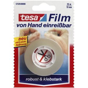 Tesa Klebefilm von Hand einreißbar, 19mm x 25m, transparent, 1 Rolle