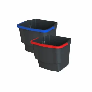 ECOBLACK Kunststoffeimer | Schwarz 20 Liter | roter Griff