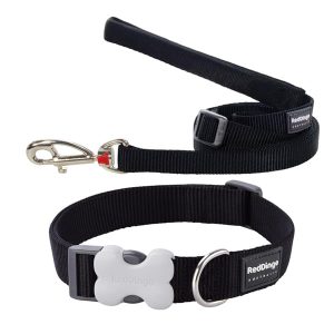 Halsband und Hundeleine Classic Black RedDingo