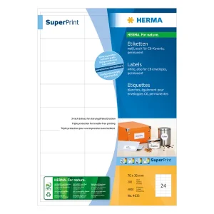 4.800 HERMA 4633 Etiketten weiß 70,0 x 36,0 mm