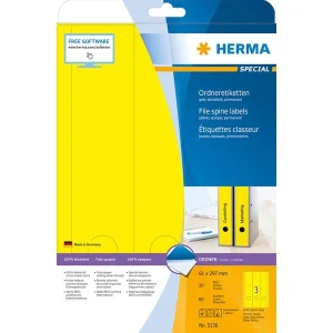 60 HERMA 5136 Rückenschilder, selbstklebend, gelb, 61 x 297mm