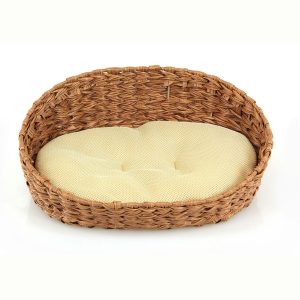 Katzenkorb Weide Lumo Kunst Rattan mit Kissen