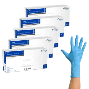 MaiMed Nitril ST PF Nitrilhandschuhe 100 Stück Blau Extra Lang Extra Stark