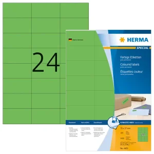 2.400 HERMA 4409 Etiketten grün 70,0 x 37,0 mm