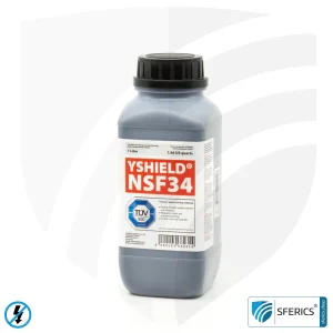 Abschirmfarbe NSF34 | NF Schirmdämpfung gegen Elektrosmog bis zu 80 dB | Schutz vor niederfrequenten elektrischen Felder (Hausstrom) | TÜV SÜD zertifiziert