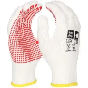 PRO FIT | Hitzeschutzhandschuh Dot therm, | doppelstrick, weiß, Noppen | 12 Paar