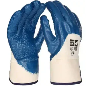 PRO FIT | Nitril Handschuhe, Mega rob, | blau, 3/4 getaucht, Stulpe, geraut | Gr. 10 | 12 Paar