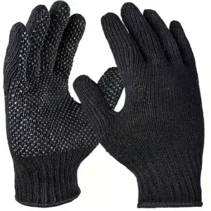 PRO FIT | Strickhandschuhe, grob, | schwarz, einseitig Noppen | 12 Paar