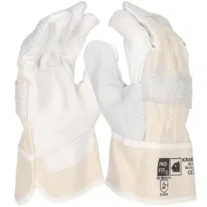PRO FIT | Rindvoll-/Rindspalt Leder Arbeitshandschuh, | Krabbe, natur | Gr. 10 | 12 Paar