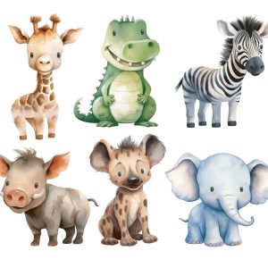 Bügelbilder X5 – Tigerlilly EP – Safari Babys (ca. 23 x 28,5cm)