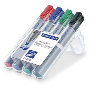 Flipchartmarker STAEDTLER Lumocolor 356B, farbsortiert, Keilspitze, Strichbreite 2,0 – 5,0 mm, versch. Mengen