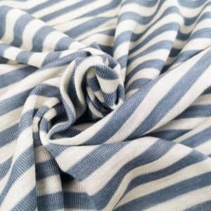 Wolle/Lyocell Biojersey – Ringel rauchblau