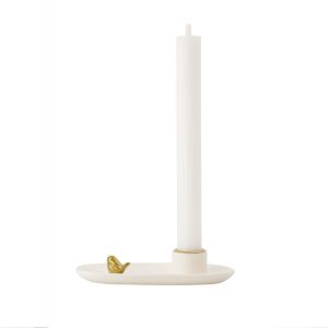 Zusss Keramik-Kerzenständer Vogel weiß/gold