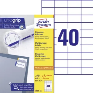 8.800 AVERY Zweckform 3651-200 Etiketten weiß 52,5 x 29,7 mm