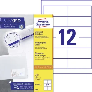 1.200 AVERY Zweckform 3659 Etiketten weiß 97,0 x 42,3 mm
