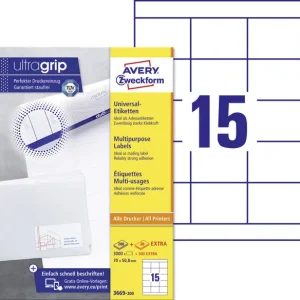 3.300 AVERY Zweckform 3669-200 Etiketten weiß 70,0 x 50,8 mm