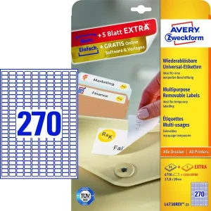 8.100 AVERY Zweckform L4730REV-25 Etiketten wiederablösbar weiß 17,8 x 10,0 mm