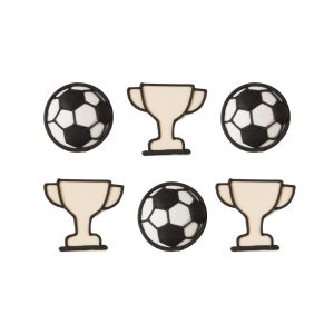 Zuckerdekor Fussball mit Pokal, 6 Stück