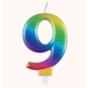 Zahlenkerze 9, Regenbogen
