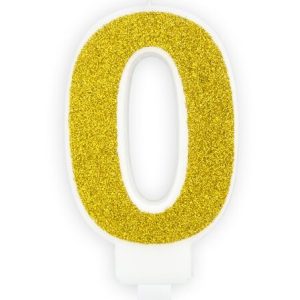 Geburtstagskerze Zahlenkerze Glitter Gold – Nummer 0