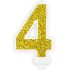Geburtstagskerze Zahlenkerze Glitter Gold – Nummer 4