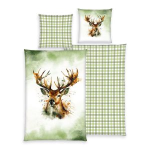 Home Edition Winterbettwäsche-Set ‘Hirsch’ – 135×200 oder 140×200 cm, Flanell